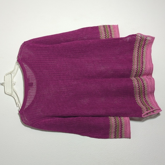 Tommy Bahama Womens Sweater Linen Cotton Crocheted Boho Barbie Pink Swim Medium - Picture 8 of 8